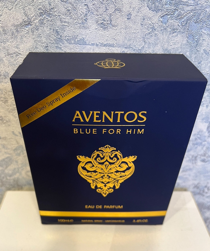 ادوپرفیوم مردانه اونتوس بلو فور هیم با اسپری فرگرانس ورد ۱۰۰ میل ا Fragrance world Aventos Blue for Him